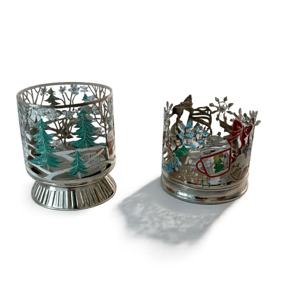 Bath & Body Works Holiday Candle Holder Set Winter Trees & Christmas